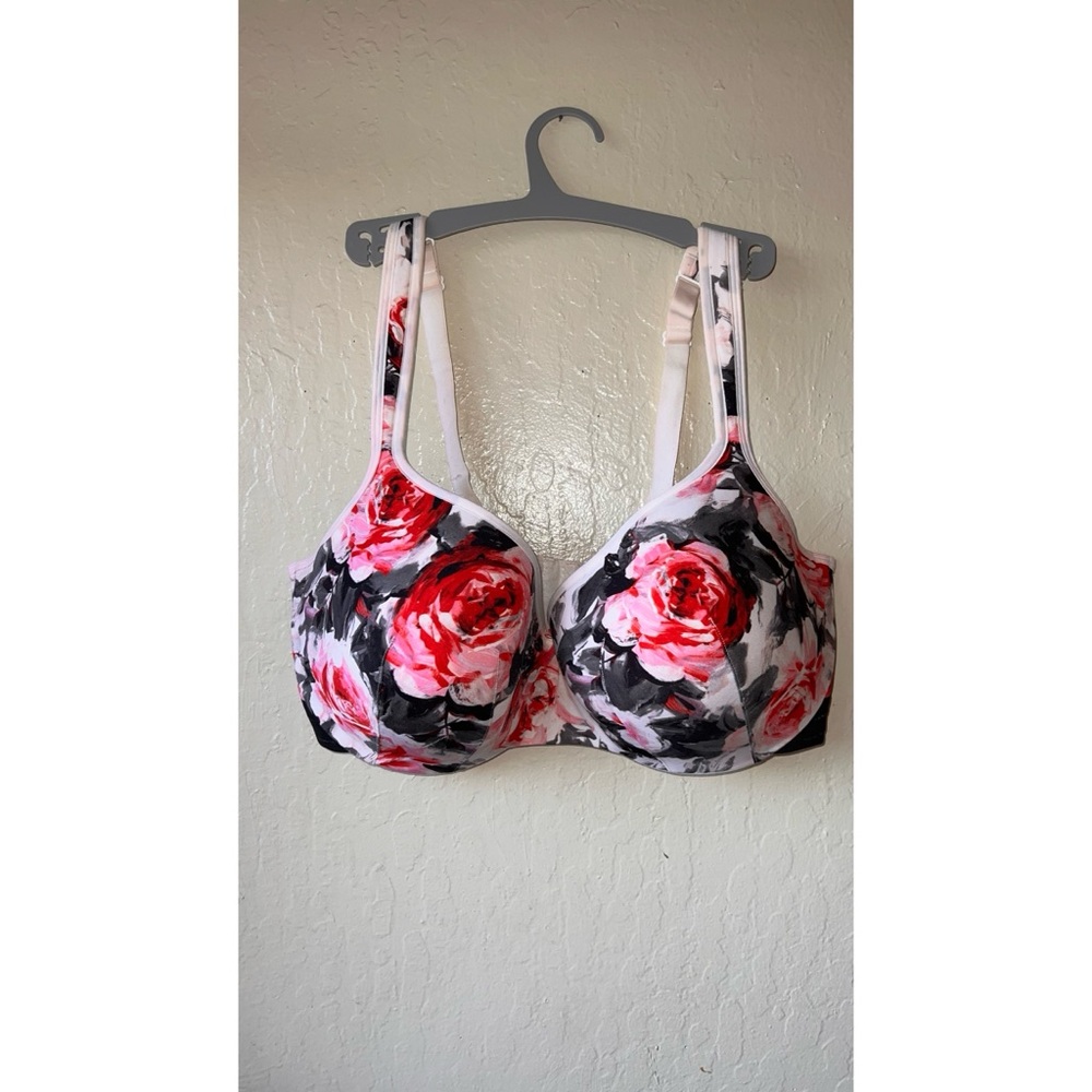 Comfy Cacique Floral Bra 40F pink & black